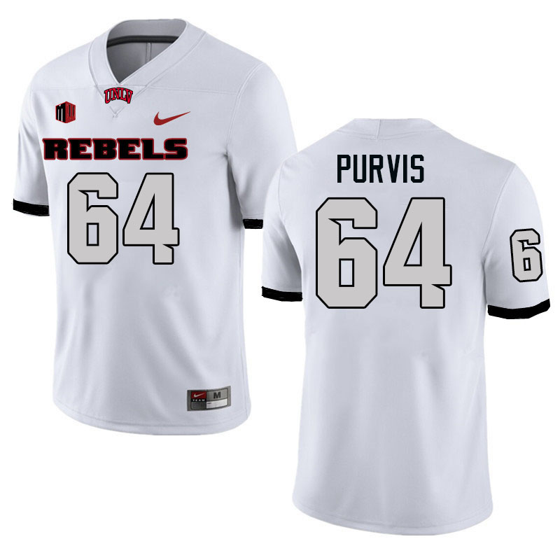 Men #64 Hank Purvis UNLV Rebels College Football Jerseys Stitched-White